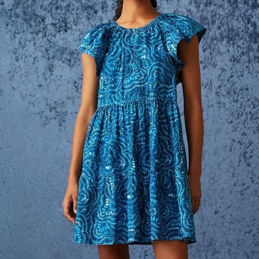 Marie Oliver Blue Maui Burst Flutter Sleeve Kara Dress